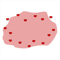 Pink cloud with red hearts on white background