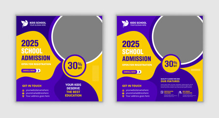 School admission social media post and kids school admission web banner template design