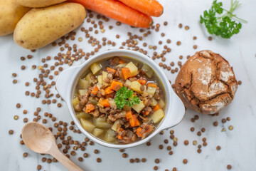 A bowl of lentil soup a delicious and common dish