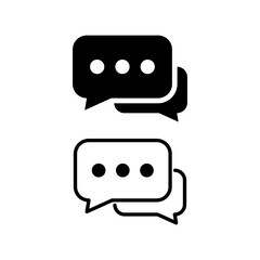 Talk bubble speech icon. Black color and line. With three circle. design elements. Chat on line symbol template.  Design vector icon illustration