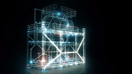 3d Rendered Illustration of Condensate Module Hud Hologram Scanning. High quality photo