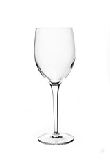 Empty wine glass isolated on white background.