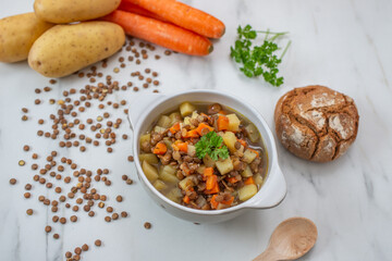 A bowl of lentil soup a delicious and common dish