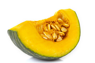freshly sliced pumpkin isolated on white
