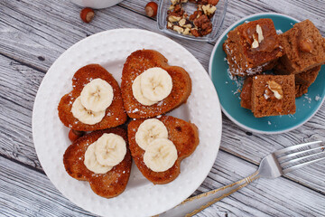 Brownie stack, closeup chocolate