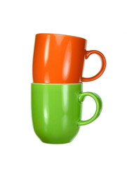 Red and green  Empty coffee cup or coffee mug isolated on white background