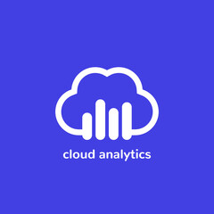 cloud analytics vector icon or logo