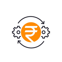 cost optimization icon with rupee, line vector