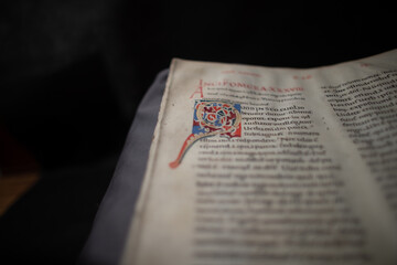 Manuscript pages from a 12th century copy of St Augustine's 'Homilies on John' written in Tuscany, Italy in about 1150, 