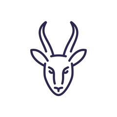 springbok, gazelle line icon on white