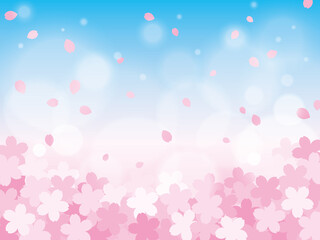 幻想的な桜の背景（花びらあり）