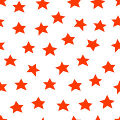 Cute hand drawn red stars. Vector modern red 23 february seamless pattern background.