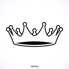 Crown icon. Single high quality outline symbol for web design or mobile app. Black outline pictogram on white background