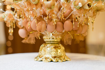 Beautiful flower egg decoration. A traditional door gift for Malay Wedding.