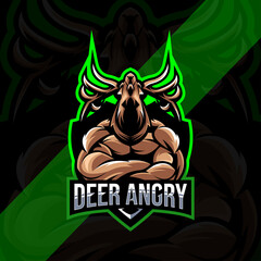 Deer angry mascot logo esport design © Immidesign