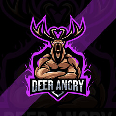 Deer angry mascot logo esport design