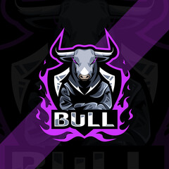 Fototapeta na wymiar Bull mascot logo esport template design