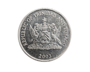 Trinidad and Tobago ten cents coin on white isolated background