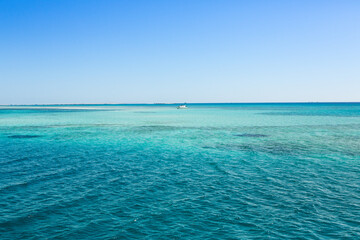 View of the Clean and Clear Red Sea in Egypt. Background of blue water.