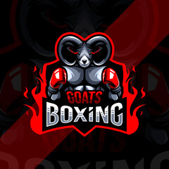 Goat boxing mascot logo esport design template © Immidesign