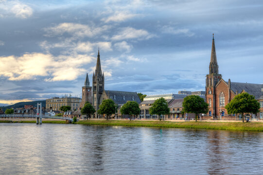 Day view of Inverness, Scotland along the River Ness