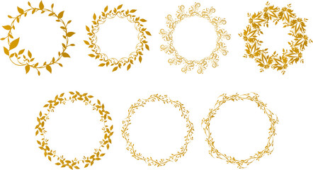 おしゃれな円のカリグラフィーフレーム素材セット