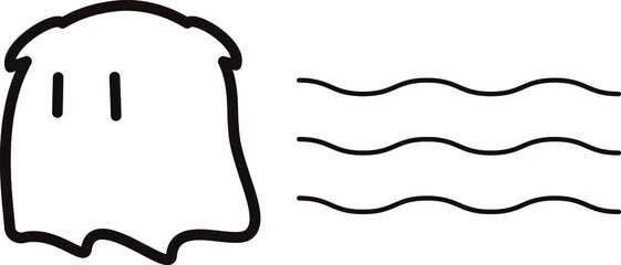 とても可愛いタレ耳つきおばけのベクターイラスト