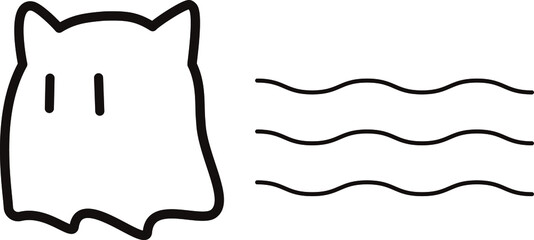 とても可愛いネコ耳付きおばけのベクターイラスト