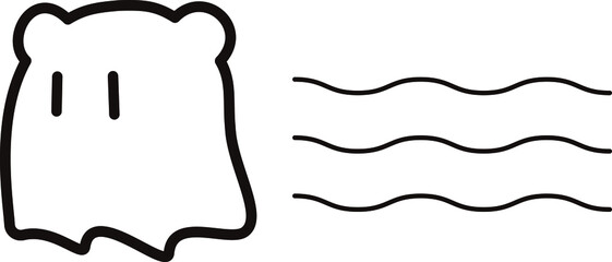 とても可愛いくま耳付きおばけのベクターイラスト