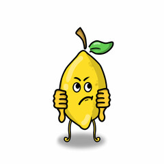 Disappoint cute lemon fruit character vector template design illustration