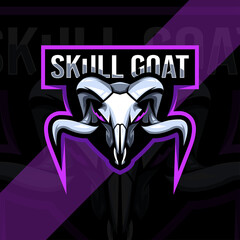 Head skull goat mascot logo esport template design