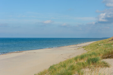 Coast of Baltic Sea on Curonian Spit in National Park. Vacation and travel concept