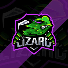 Lizard mascot logo esport template design