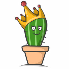 cute cactus character design vector template illustration
