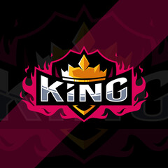 The crown king mascot logo esport design template © Immidesign