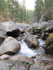 Naklejka na ściany i meble the stream of the Vernal Falls in the Yosemite National Park in California in the month of November, USA