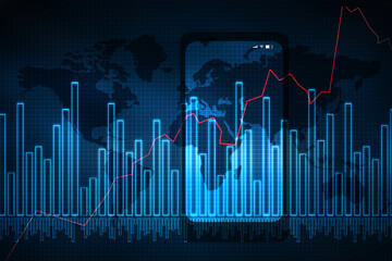 2d rendering Stock market online business concept. business Graph 
