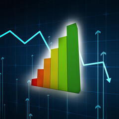 3d rendering Stock market online business concept. business Graph 
