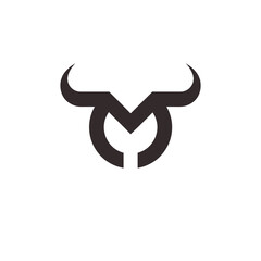 initial M bull logo design vector