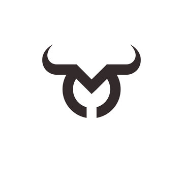 initial M bull logo design vector