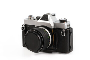 Fototapeta premium Retro film photo camera isolated on white background