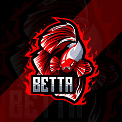 Betta Fish mascot logo eSport template design