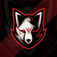 Head kitsune mascot logo esport template design © Immidesign