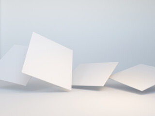 3d rendering with abstract white planes floating above surface