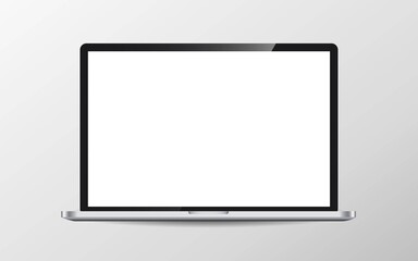 Modern laptop computer vector mockup isolated on white. illustration