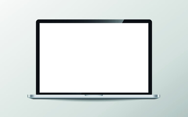 Modern laptop computer vector mockup isolated on white. Vector illustration