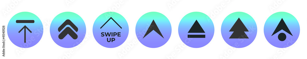Poster template swipe up buttons colorful gradient. web buttons, elements ui. vector