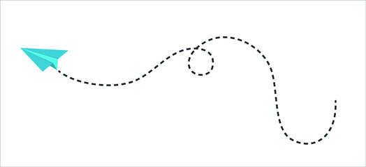 Paper blue plane route online education concept. Vector illustration