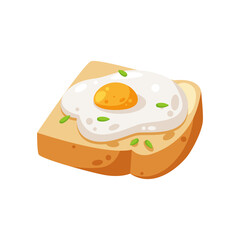 Delicious toast with sunny side up egg illustration vector