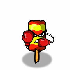 Angry boxer ice cream character vector template design illustration